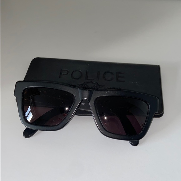 Police Matte Black Aviator Sunglasses Eastern States gold logo etching unisex - Picture 2 of 10